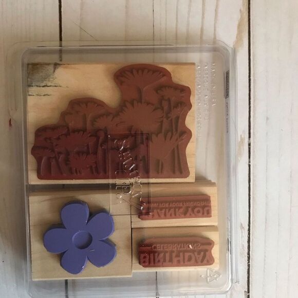 Stampin up! Upsy Daisy partial set wood mounted rubber stamps set of 4 floral - Picture 2 of 3